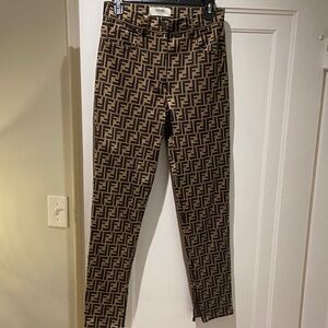Fendi Tan and Black Monogram Trousers